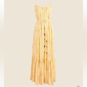NWT J. Crew Caspia dress in striped crepe de chine yellow floral size xs nwt new